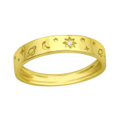 Inel argint placat cu aur galben cu luna si stele DiAmanti DIA43022